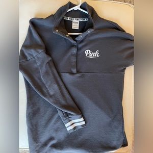 Victoria’s Secret Pink, heather grey button up pull over with collar